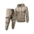 thumbnail image 2 of Mens Sweat Suit 2 Piece Hoodie & Joggers Tracksuit, Long Sleeve Casual Outfit for Jogging, Gym & Lounge​ Khaki S, 2 of 4