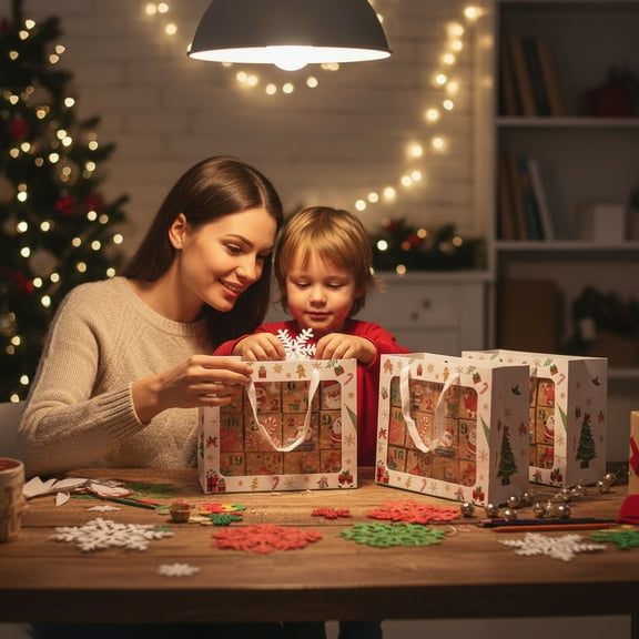 Large-size Christmas gift bags with a transparent window design, large-capacity shopping bags, and they are suitable as hand-held gift bags for packaging bouquets at weddings, Christmas