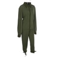 thumbnail image 3 of Gureui Women's Autumn Outfits, Solid Color Ribbed Lapel Long Sleeves Shirt + Long Pants 2Pcs Clothes Set, 3 of 8