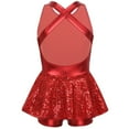 thumbnail image 4 of YONGHS Women Sequin Ballet Jazz Modern Tap Dancewear Criss Cross Back Leotard Performance Costume Red 14/S, 4 of 7