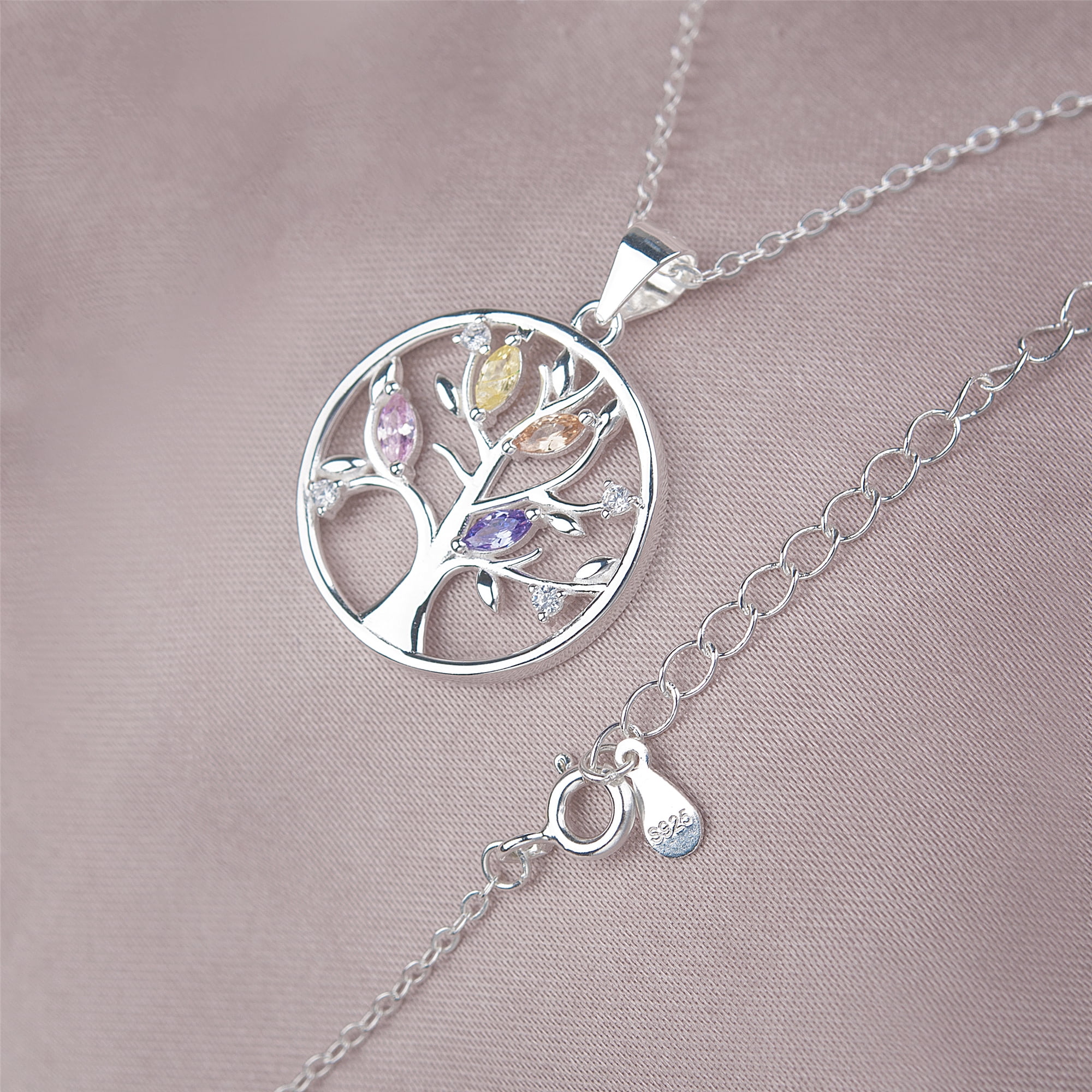 Anavia Gift for Mother with A Wish Card, Sterling Silver Life of Tree Necklace Mother Gift