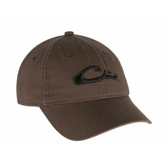 Drake Waterfowl Cotton Twill Lg Logo Cap Brass Buckle Back Strap OSFM BRN