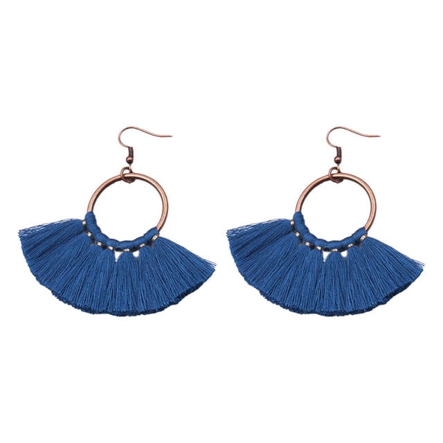 Sonducket 1 par de pendientes de borla bohemios llamativos, estilo Vintage, gotas para las orejas, accesorio de moda para el Día de San Valentín, Ropa, zapatos y accesorios Miscelánea azul zafiro Sonducket AP009556-09B