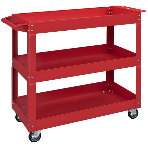 DURHAND 3 Tier Rolling Tool Cart, 330 LBS Capacity Utility Cart, Black