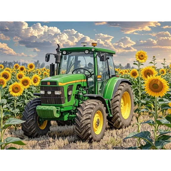 Diamond Painting Green Tractor Sunflowers 5D Diamond Art DIY Kits Full Round Drill Rhinestones Crystal by Number Embroidery Arts and Crafts for Living Room Bedroom Home Wall Decor 12x16 inch