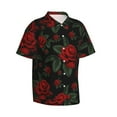 thumbnail image 2 of Balery Roses Print Men's Hawaiian Shirts Short Sleeve Beach Shirt Relaxed Fit Vacation Button Down Shirts-Small, 2 of 9
