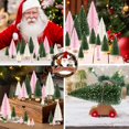 thumbnail image 6 of Ayieyill 30PCS Artificial Mini Christmas Trees, Mini Pine Tree Sisal Trees with Wood Base Bottle Brush Trees for Christmas Table Top Decor Winter Crafts Ornaments (Green Beige Pink), 6 of 9
