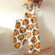 thumbnail image 2 of Mono con estampado de calabaza de Halloween para mujer: mono festivo y espeluznante para celebraciones navideñas, 2 of 5