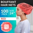 thumbnail image 3 of Abc Pack & Supply Disposable Polypropylene 24" Bouffant Caps for Medical, Red 100 Pack, 3 of 9