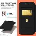 thumbnail image 4 of Allytechgroup Credit Card Slot Hard Shell Flip Cell Phone Case with Protective Case Cover for Apple iPhone 17, Black, 4 of 5