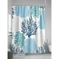 thumbnail image 5 of Teal Blue Coral Shower Curtain, Coastal Nautical Ocean Beach Bathroom Decor Curtains Set with Hooks, Waterproof Fabric Home Accessories， 72 X 78 Inch Long, 5 of 6