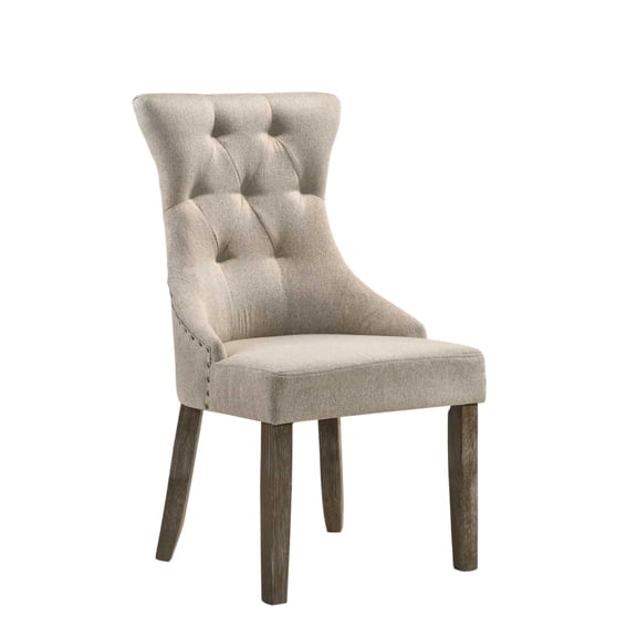 Gabrian Two-tone Beige Fabric & Reclaimed Gray Finish Side Chair (Set of 2)