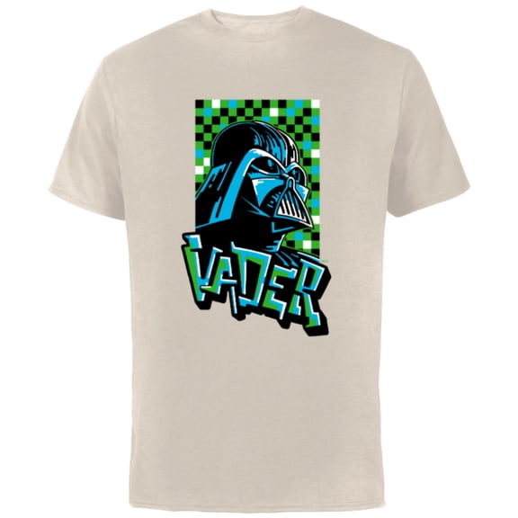 Star Wars Darth Vader Pixel Art Graffiti Tag Style - Short Sleeve Cotton T-Shirt for Adults - Customized-Natural