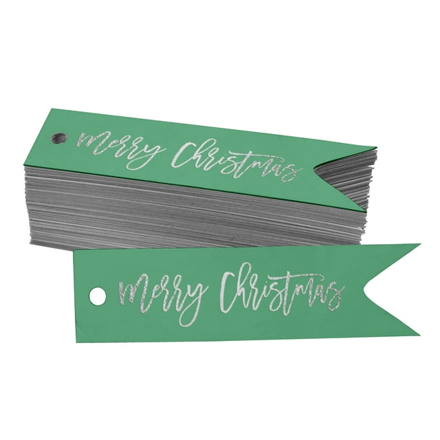 Inkdotpot Pack Of 50 Real Silver Foil Paper Tags Merry Christmas Favor Hang Tags