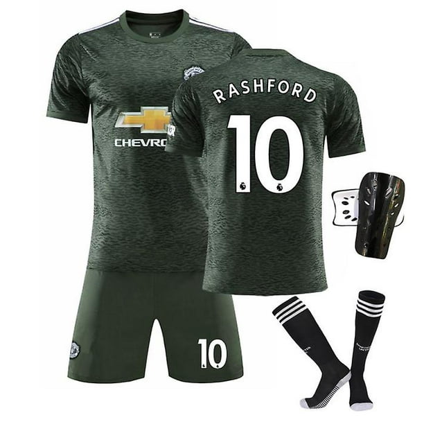 2022 Nueva camiseta de fútbol para niños 6 # Pogba 10 # Rashford 14 # Lingard 18 # B.fernandes Pantalones cortos de moda Conjunto de camisetas de fútbol-10 Verde-16 BmatwkZeng Bmatwe Jersey