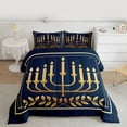 thumbnail image 2 of Feelyou Western Chanukah Hanukkah Bedding Comforter Set, Vintage Menorah Dreidel Twin Comforter Sets, Olive Branch Reversible Bedding Set, Super Cozy Room Decor, 2pcs, 2 of 8