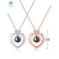 thumbnail image 3 of Deago Love Heart Pendant Chain Necklace for Women 100 Languages of I Love You Memory Necklace Best Gift, 3 of 6