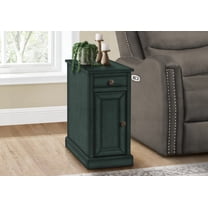 Narrow Side Accent Table with Storage Drawer, Antique Blue Veneer, Bedroom & Living Room Use