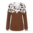 thumbnail image 5 of Sweaters for women Women's Fashion Leopard Printed Solid Stitching Loose Button V-Neck Long Sleeve Knitted Sweater christmas sweater women, 5 of 8