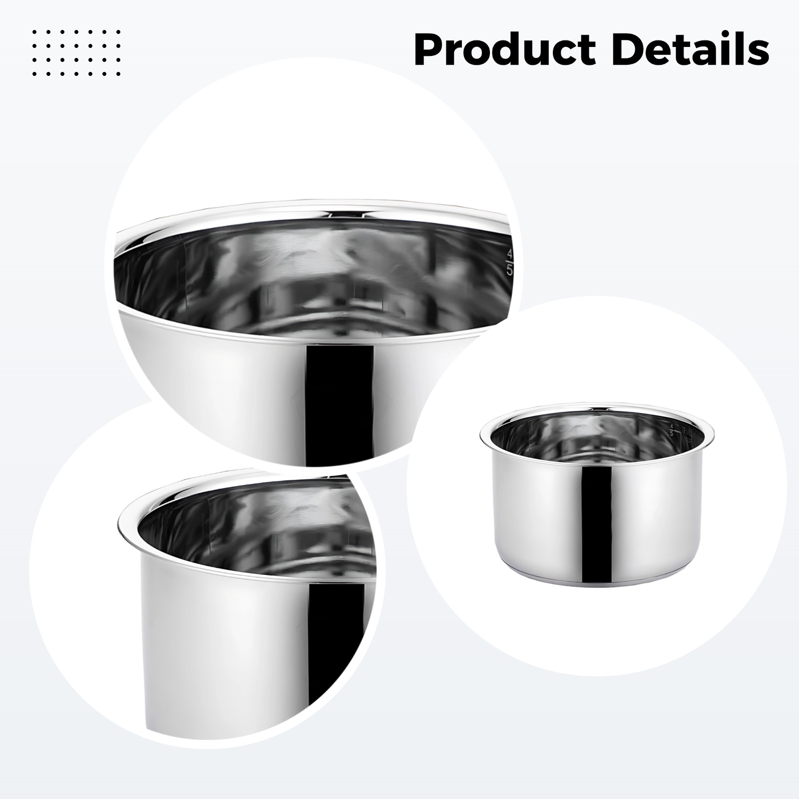 2L Stainless Steel Rice Cooker Inner Pot, 304 Stainless Steel Long-lasting and Rust-Resistant Design, Compatible with Various Cooker Models, Ideal for Home and Dorm Use