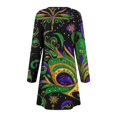 thumbnail image 3 of Tauxra Women Carnival Print Round Neck Long Sleeve Dress,Festive Style, 3 of 5