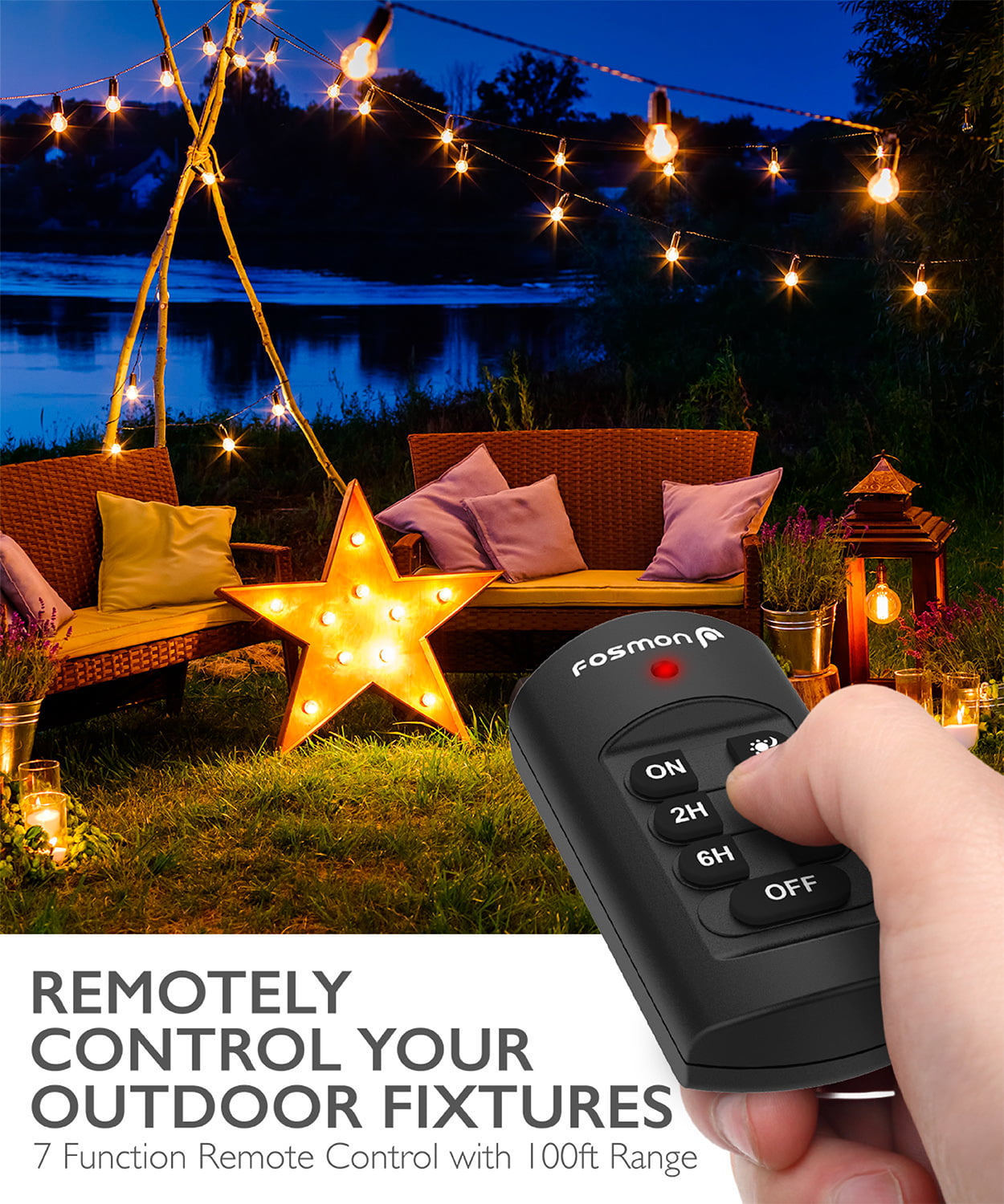 Fosmon 98ft Weatherproof Grounded Outdoor Wireless Remote