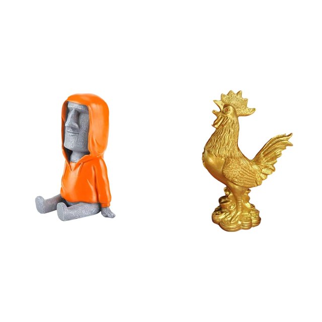 Estatua de la Isla de Pascua,Estatua de la Isla de Pascua,cabeza de moai,decoración,Escultura de pollo,Escultura de pollo,decoración del hogar,figura de gallo,Figura decorativa de