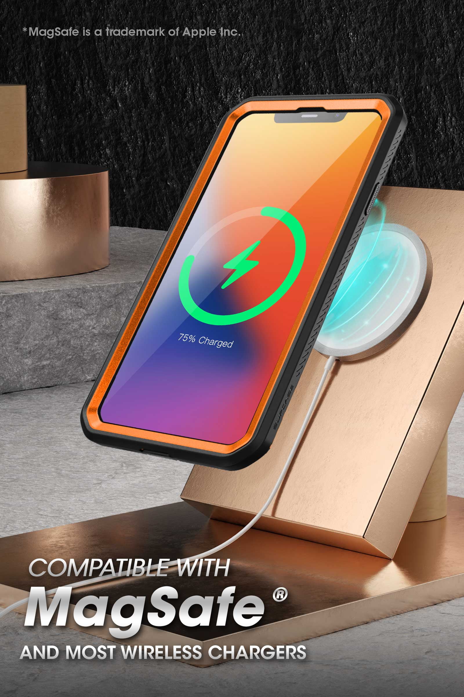 SUPCASE Unicorn Beetle Pro Series Case for iPhone 12 Mini (2020 Release) 5.4 Inch, Built-in Screen Protector Full-Body Rugged Holster Case (Orange)