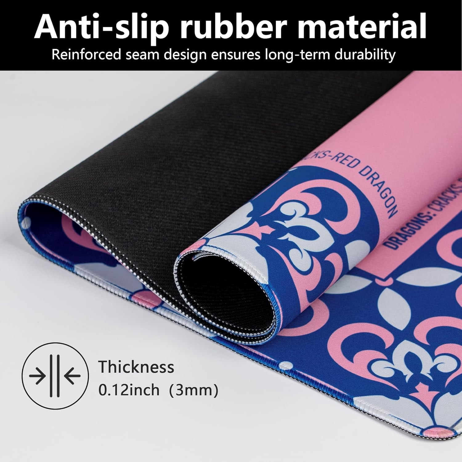 Mahjong Mat for Table, 31.5''''x31.5'''' Non-Slip & Noise Reduction Mahjong Mat with Rules,Mah Jongg Gift with Carrying Bag for Poker,Board Games,Dominoes,Cards & Tile Games (Pink)