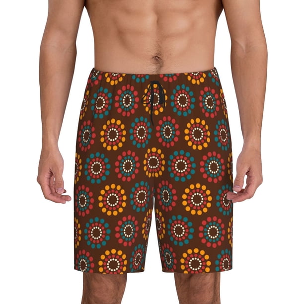 Fotbe 60s and 70s Aesthetic1 Pantalones Cortos de Pijama para Hombre, Ropa de Dormir, Pantalones de Pijama Cortos para Hombre-XX-Large