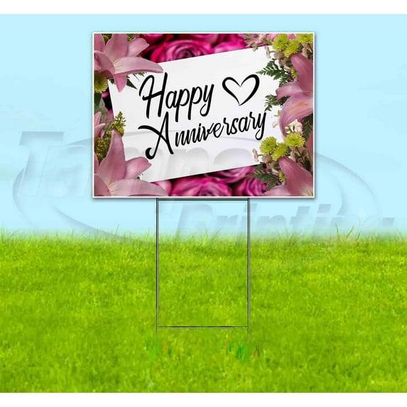 Happy Anniversary (18" x 24") Yard Sign, Includes Metal Step Stake