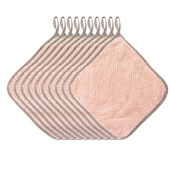 Huahua Cotton Dish Towels for Kitchen, Dish Cloths for Washing Dishes, 10 x 10 Inches, Light and Soft, Quick Drying Dish Rags for Cleaning, 10pc/Set (Pink)