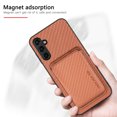 thumbnail image 2 of Cutyskin Carbon Fiber Texture PU Leather Case for Samsung Galaxy A15, with Detachable Card Holder, Compatible Magsafe Charging, Ultra Thin Design Shockproof Phone Case for Galaxy A15, Brown, 2 of 7