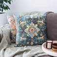 thumbnail image 3 of Ethnic Pillow Covers, Blue Bohemian Ethnic Pattern Outdoor Decorative 16x16inch Throw Pillows Suitable Indoor, Carpet Pattern Decor Cushion Cover Home Linen Pillowcase for Couch, 3 of 6