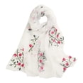 thumbnail image 4 of WHEANG 2026 New Flower Embroidery Scarf for Women Fashion Soft Silk Beach Sunscreen Scarf Wrap Travel-Friendly Summer Scarf Wrap Shawl for Women(Color White One Size), 4 of 4