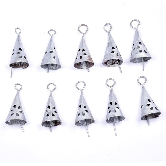 Vivanta 10 pcs silver metal Christmas bells – 2.25 inch rustic tin jingle bells for crafts, farmhouse décor, hanging ornaments, and witch bells