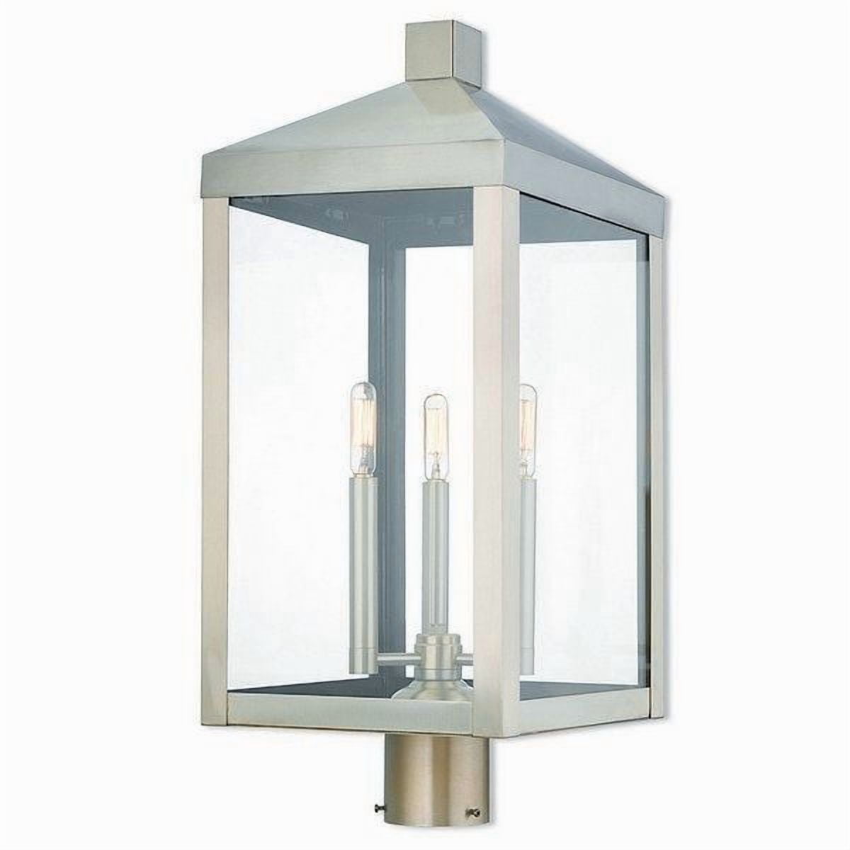Livex Lighting Nyack 3 Light Outdoor Post Lantern in Nickel