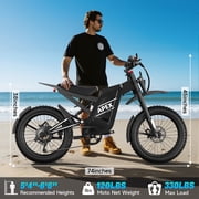 Deepower Electric Dirt Bike for Adults, 3000W-Peak 40MPH Electric Motorcycle, 48V 32AH Battery, 80 Miles Long Range, 25x4.0 Fat Tires, 7-Speed, Hydraulic Brakes & Dual Suspension