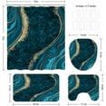 thumbnail image 2 of 4PCS Teal Blue Gold Marble Bathroom Sets with Shower Curtain and Rugs, Abstract Gold Shower Curtain Sets with Rugs for Bathroom, Modern Bathroom Curtains Shower Set Accessories, 2 of 6