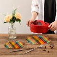 thumbnail image 7 of SKYSONIC Rainbow Buffalo Check Plaid Trivet Pot Holder Set of Potholders for Kitchens 100% Cotton Thread Weave Trivets Kitchen Trivet for Table Countertop Protector Hot Pads Pans Mats, 7 of 7
