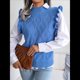 thumbnail image 5 of Suéter Sin Mangas con Volantes para Mujer, Cuello Redondo, Tejido de Punto, para Verano Azul L, 5 of 10