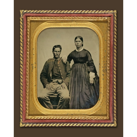 Print: Civil War Soldier In Union Uniform Next To Woman