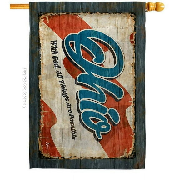 28 x 40 in. Ohio Vintage American State House Flag with Double-Sided Horizontal Decoration Banner Garden Yard Gift