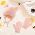 thumbnail image 4 of Sombrero de punto cálido de invierno , y grueso para recién nacido, Rosado Zulema Kids Knit Hat and Gloves, 4 of 7