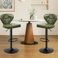 thumbnail image 4 of Daluvenix Bar Stools with Back Sets of 2 ,Modern Barstools Adjustable Faux Leather Upholstered Swivel Bar Stools, Counter Height Bar Chairs with Back for Kitchen Island,Green, 4 of 6
