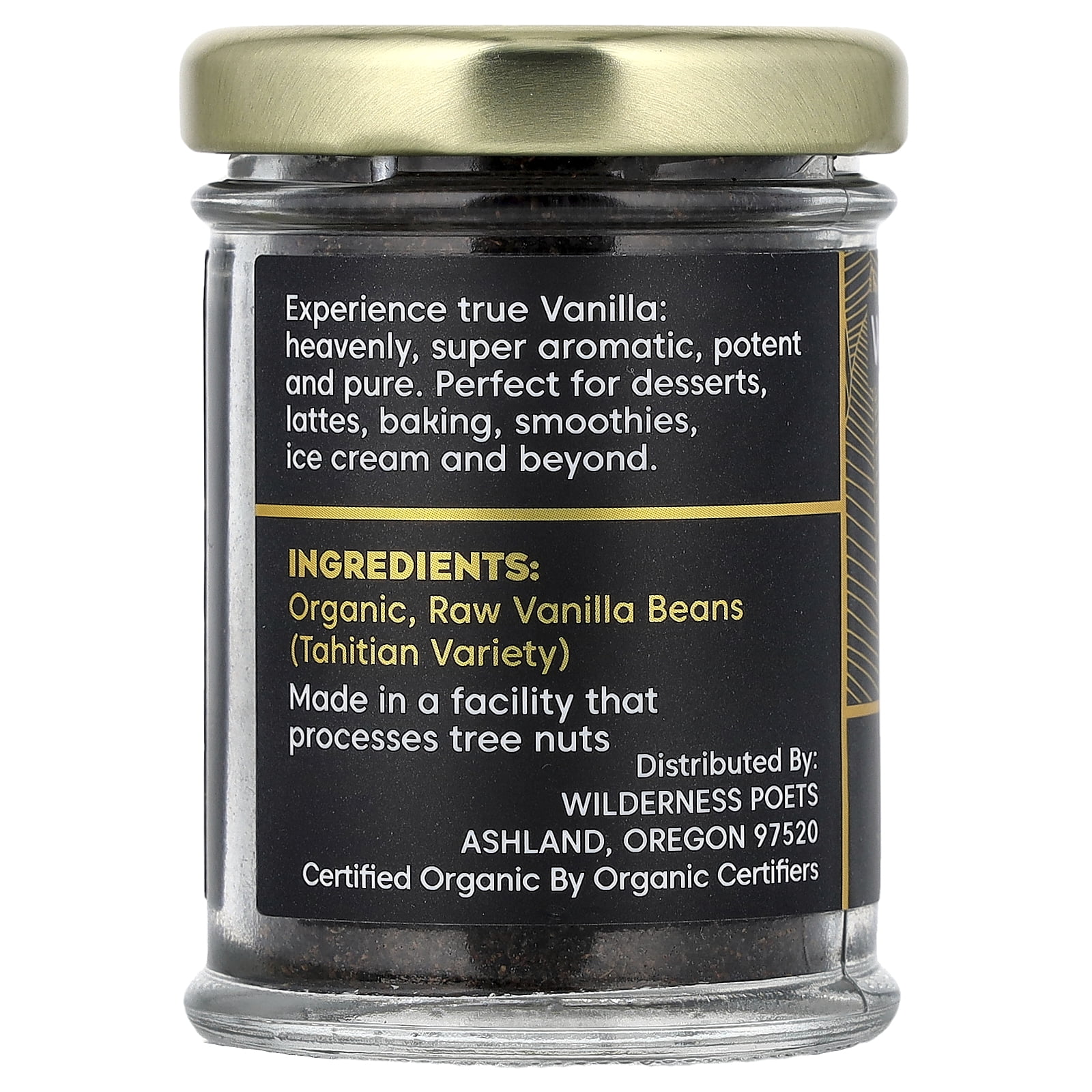 Wilderness Poets Pure Ground Organic Vanilla, Tahitian Variety, 1 oz (28 g)