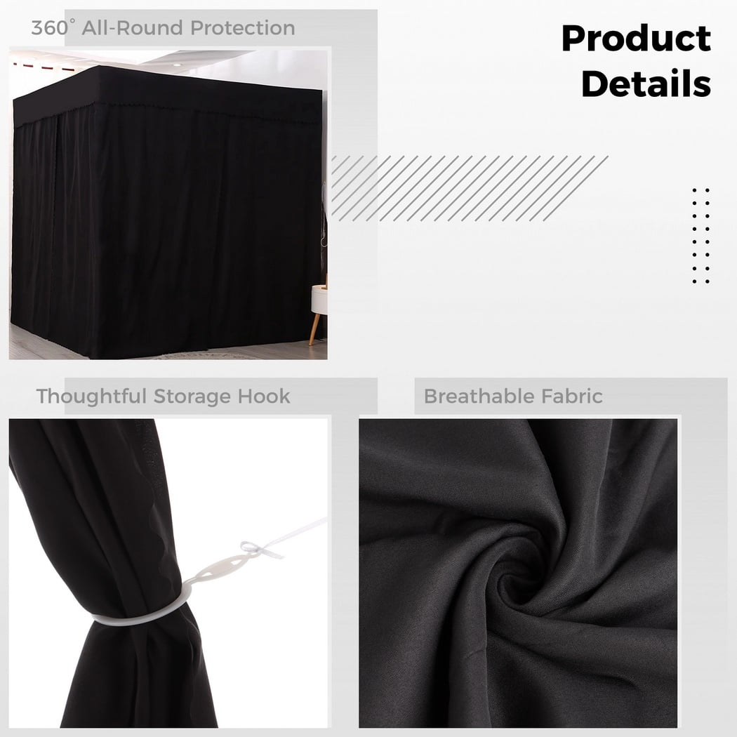 Four Corners Post Bed Canopy, Lightproof Bed Curtain, Blackout Canopy Bed Curtains, Black Bed Canopies for Adults Bedroom Decor (Black, 59 x 79 x 77 Inches, Queen)