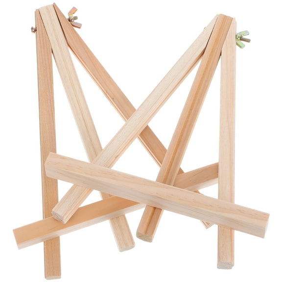 EXHUMKY 2Pcs Triangle Easels Light Yellow Wooden Calendar Display Rack