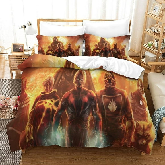 3d Printed Guardians Of The Galaxy Duvet Cover Set Superheroes Bedding Set, Soft Microfibre, 2 Pillowcases, Hidden Zip,
