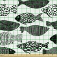 thumbnail image 2 of Fish Fabric by the Yard, Zentangle Style Ornamental Abstract Aquatic Animal Repetition in Monochrome, Upholstery Fabric for Dining Chairs Home Decor Accents, Charcoal Grey White by Ambesonne, 2 of 5